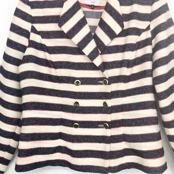 Cabi 5094 Navy Red Cream Nautical Stripe Double Breasted Cruise Blazer Jacket - Picture 7 of 16
